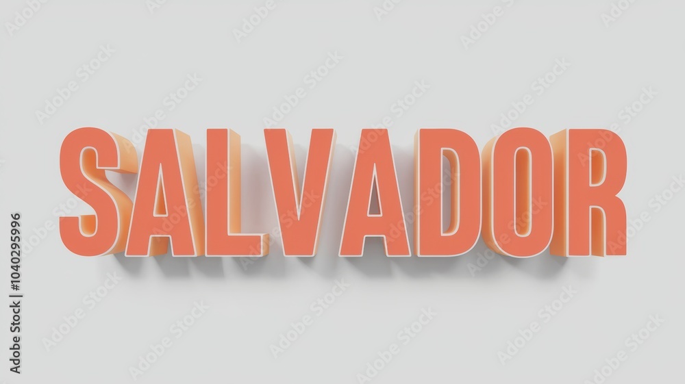 3D Text Design: Bold 'Salvador' Typography in Soft Coral Color Against Light Background for Branding or Art Projects 3D Text Design: Bold 'Salvador' Typography in Soft Coral Color Against Light Background for Branding or Art Projects