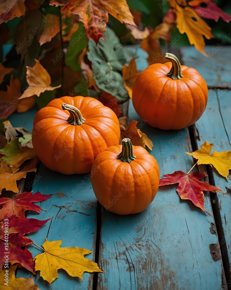 A variety of pumpkins scattered on the ground, surrounded by autumn leaves, with colorful trees in the background, creating a festive autumn scene. A variety of pumpkins scattered on the ground, surrounded by autumn leaves, with colorful trees in the background, creating a festive autumn scene.