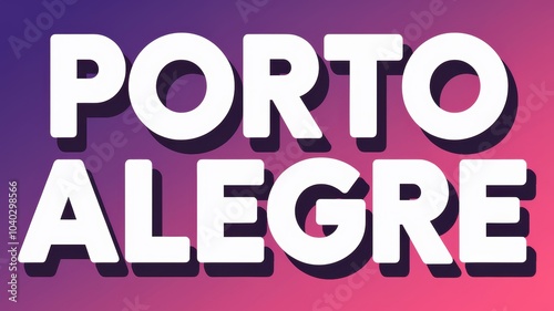 Vibrant Typography: Porto Alegre in Bold Colors with Gradient Background, Ideal for Travel Promotions and Social Media Graphics