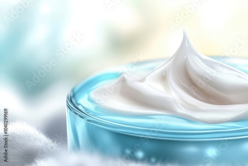 Close-up auf eine Hautpflegecreme in einem kleinen Tiegel - Hautpflegeprodukte im natürlichen Licht – Minimalistische Illustration