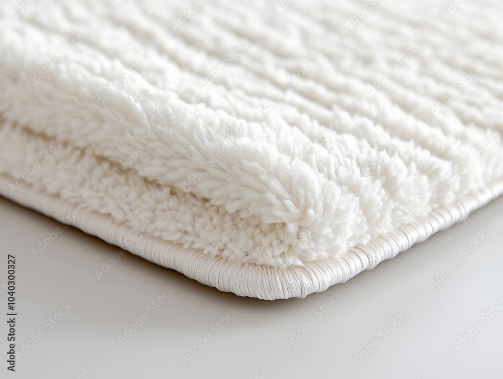 Detailed close-up of fibers on a rectangular bath mat, showcasing softness and comfort Detailed close-up of fibers on a rectangular bath mat, showcasing softness and comfort