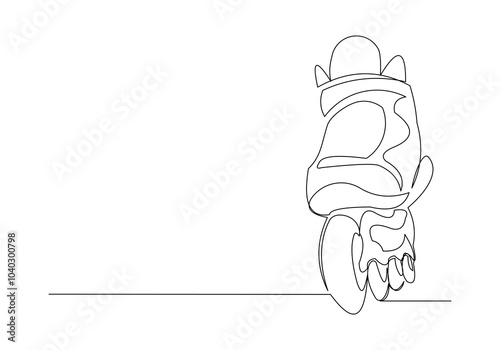 Continuous single line sketch drawing of rolling skates roller blade shoes quad wheel shoes funny and extreme sport concept one line vector illustration