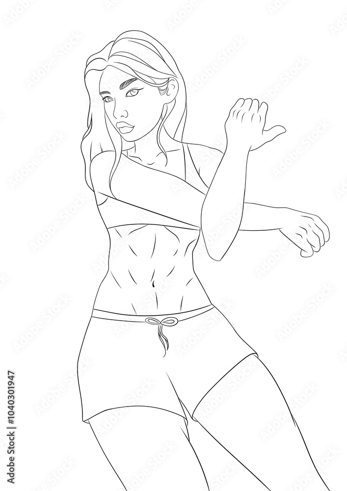 illustration d'une jeune femme qui s'étire illustration d'une jeune femme qui s'étire
