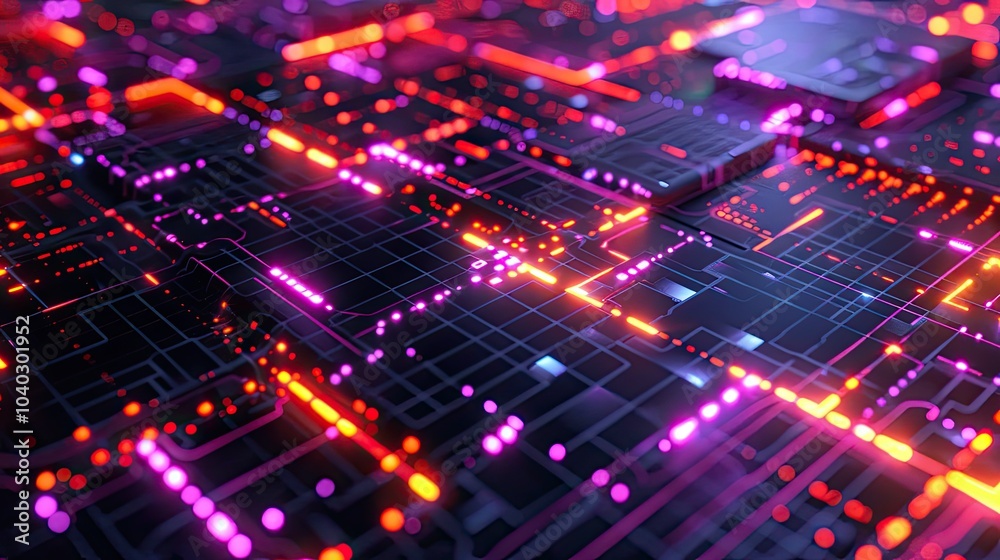 Abstract digital grid with glowing nodes Abstract digital grid with glowing nodes