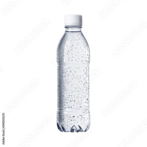 Refreshing bottled water with bubbles, isolated on a white background. transparent background.