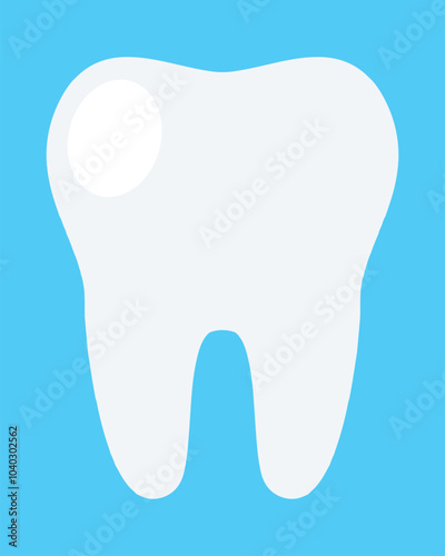 White tooth icon symbol silhouette flat design style sign. Tooth simple  silhouette on a blue background. Dentist cocnept. Modern minimalist tooth icon. Web site and mobile app design vector element.