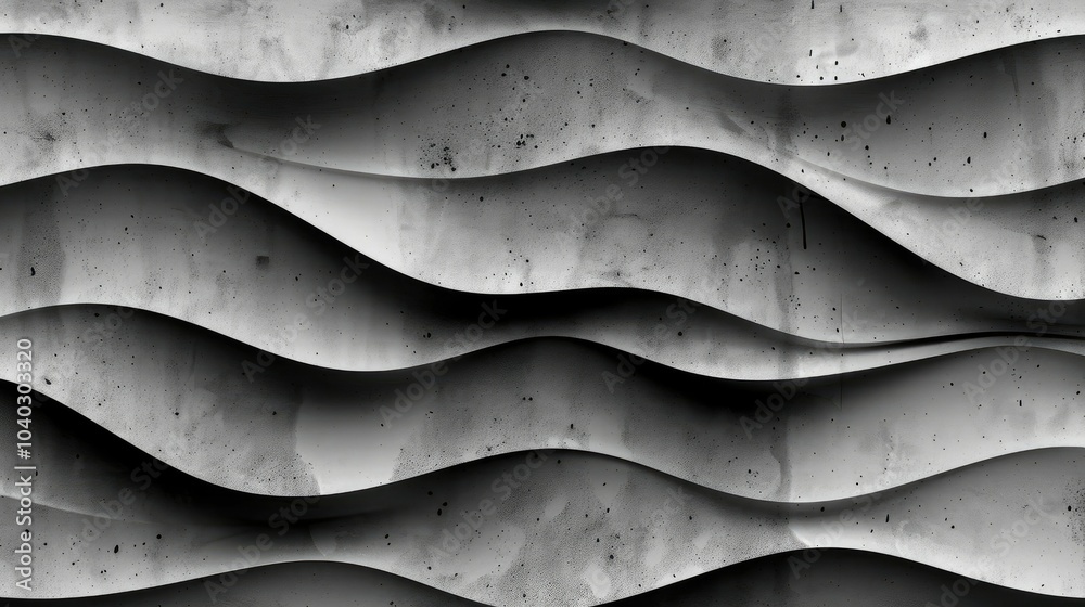 3D wavy forms with a cement texture creating a contrast effect 3D wavy forms with a cement texture creating a contrast effect