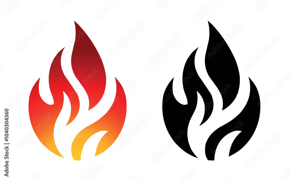 Flame vector fire icon flame logo template and silhouette shape isolated on white background Flame vector fire icon flame logo template and silhouette shape isolated on white background