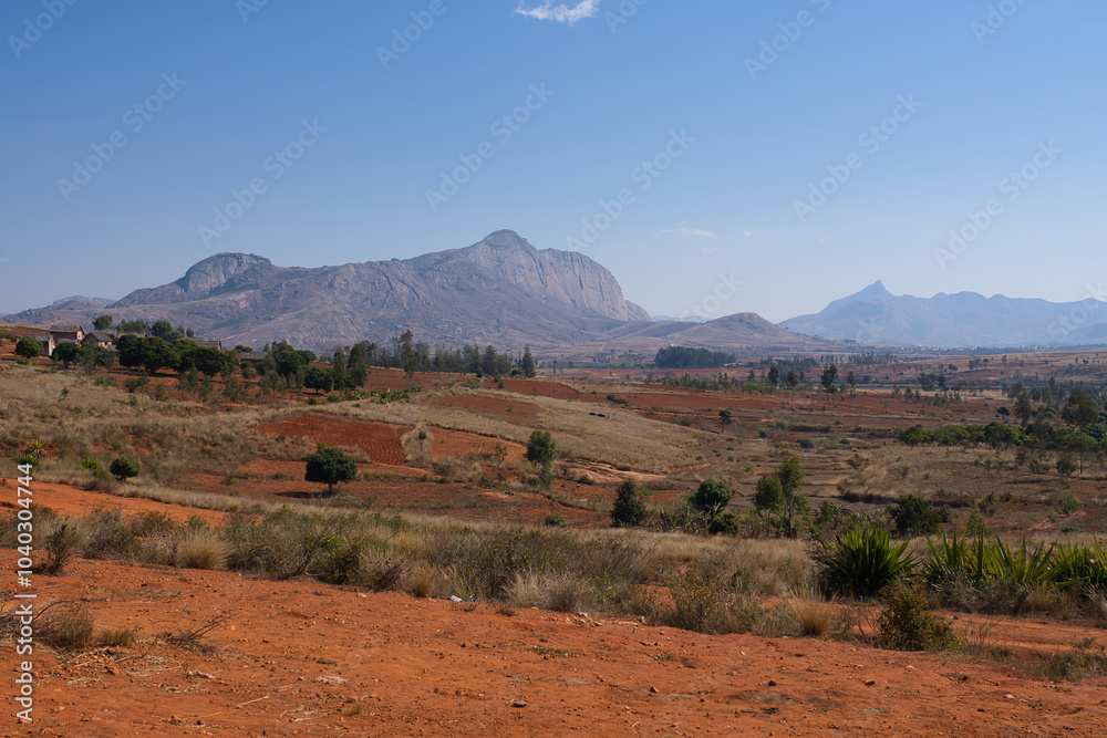 Fototapeta premium beautiful landscape in the highlands of Madagaskar between Sahambavy and Isalo