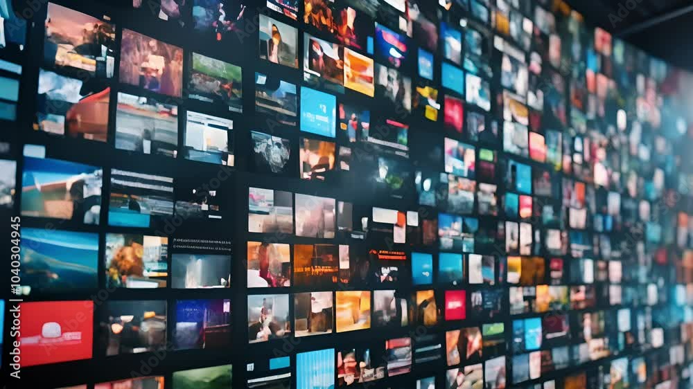 Abstract video background with digital shapes, futuristic elements and patterns. Concept of future technologies and artificial intelligence.