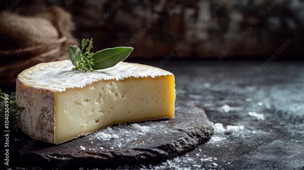 Savory Wheel of Cheese, a delectable round of cheese with a smooth texture, elegantly sliced to reveal its creamy interior, perfect for culinary delights and gourmet presentations Savory Wheel of Cheese, a delectable round of cheese with a smooth texture, elegantly sliced to reveal its creamy interior, perfect for culinary delights and gourmet presentations