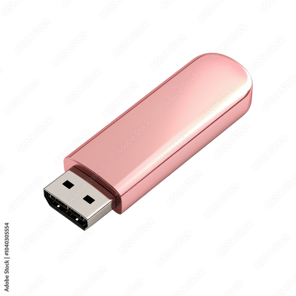 Stylish pink USB flash drive on a white isolated background. transparent background. Stylish pink USB flash drive on a white isolated background. transparent background.