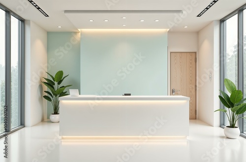 Beautiful open space welcome counter in light shades