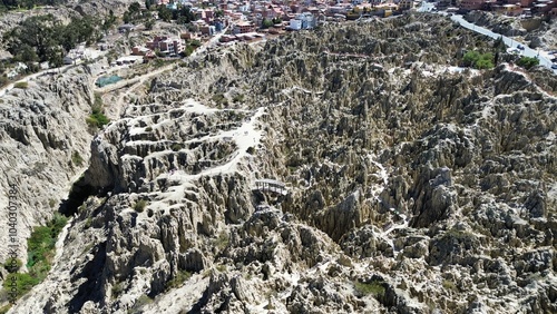 Aerial photo of Valle de la Luna, La Paz, Bolivia photo