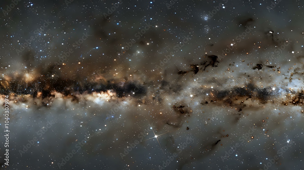 Obraz premium A stunning view of a galaxy filled with stars, dust, and cosmic structures.