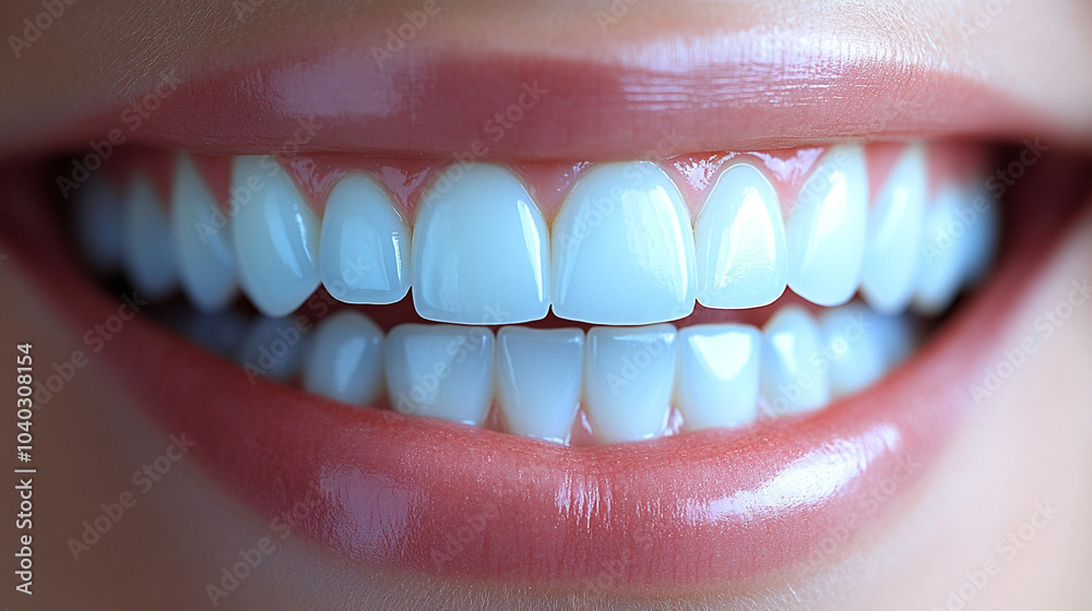 Fototapeta premium woman smiles confidently as a dentist cleans her teeth, showcasing the importance of dental hygiene and care. The scene reflects professionalism, health, and the beauty of a bright smile