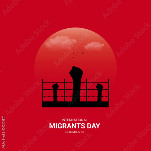 Creative Migrants Day ads design. International Migrants Day, Celebrated December 18, vector, 3d illustration