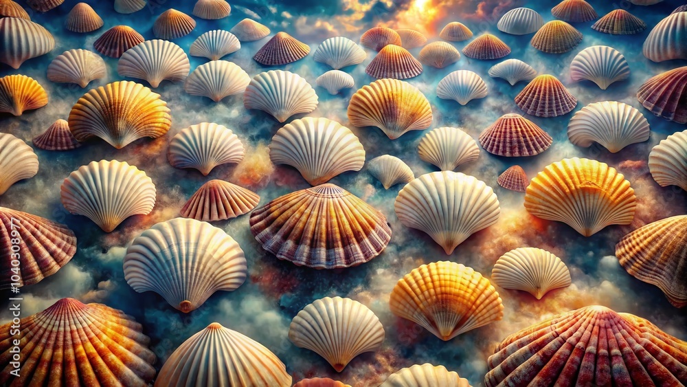 Surreal Pattern of Camino de Santiago Pilgrim Scallop Shells for Unique Wall Art and Home Decor Surreal Pattern of Camino de Santiago Pilgrim Scallop Shells for Unique Wall Art and Home Decor