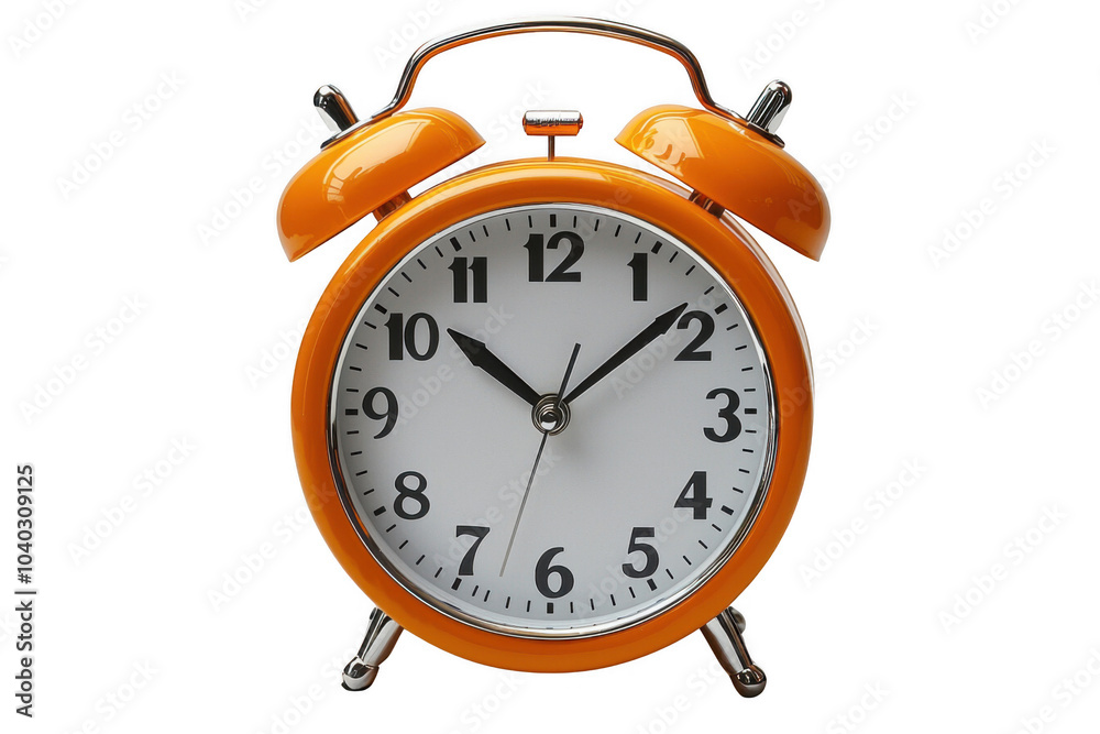 Orange alarm clock isolated on transparent background, png file, no background png file