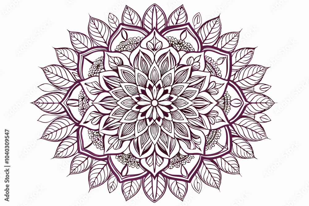 Floral Mandala Design with Delicate Petals Floral Mandala Design with Delicate Petals