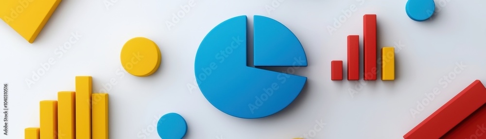 Colorful geometric shapes and a pie chart arranged artistically on a white background, suggesting themes of data visualization and analysis. Colorful geometric shapes and a pie chart arranged artistically on a white background, suggesting themes of data visualization and analysis.