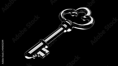 Elegant Heart-Shaped Metal Key: A Decorative and Functional Accessory