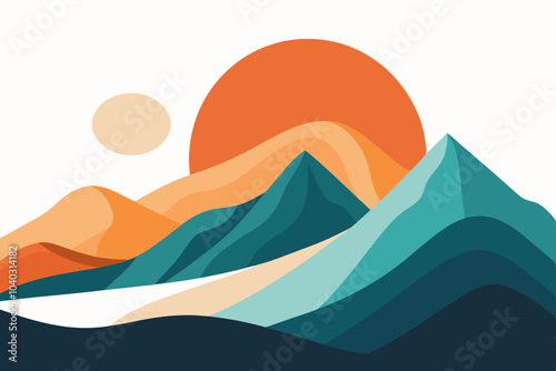 Minimalist Abstract Mountain Landscape