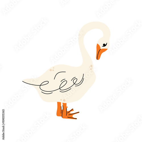 Set of geese in various poses. Cartoon vector illustration isolated on background. Farm animal design  adorable birds in different poses, funny characters