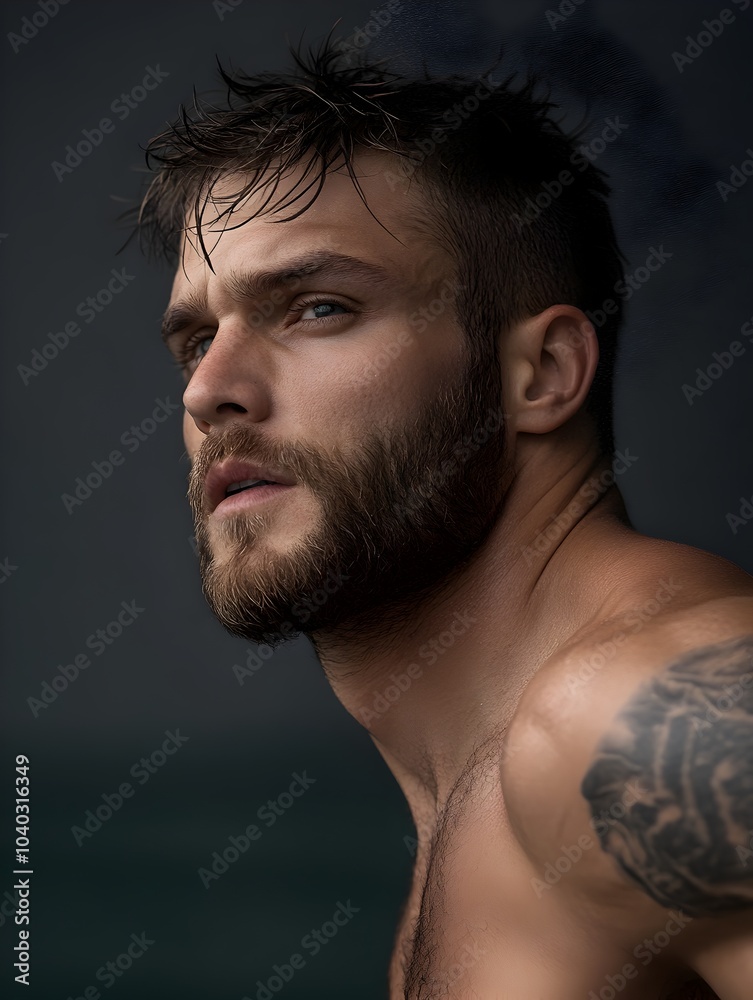 Captivating athlete in peak physical condition showcasing chiseled physique and effortless grace set against a cinematic baroque influenced coastal backdrop Captivating athlete in peak physical condition showcasing chiseled physique and effortless grace set against a cinematic baroque influenced coastal backdrop