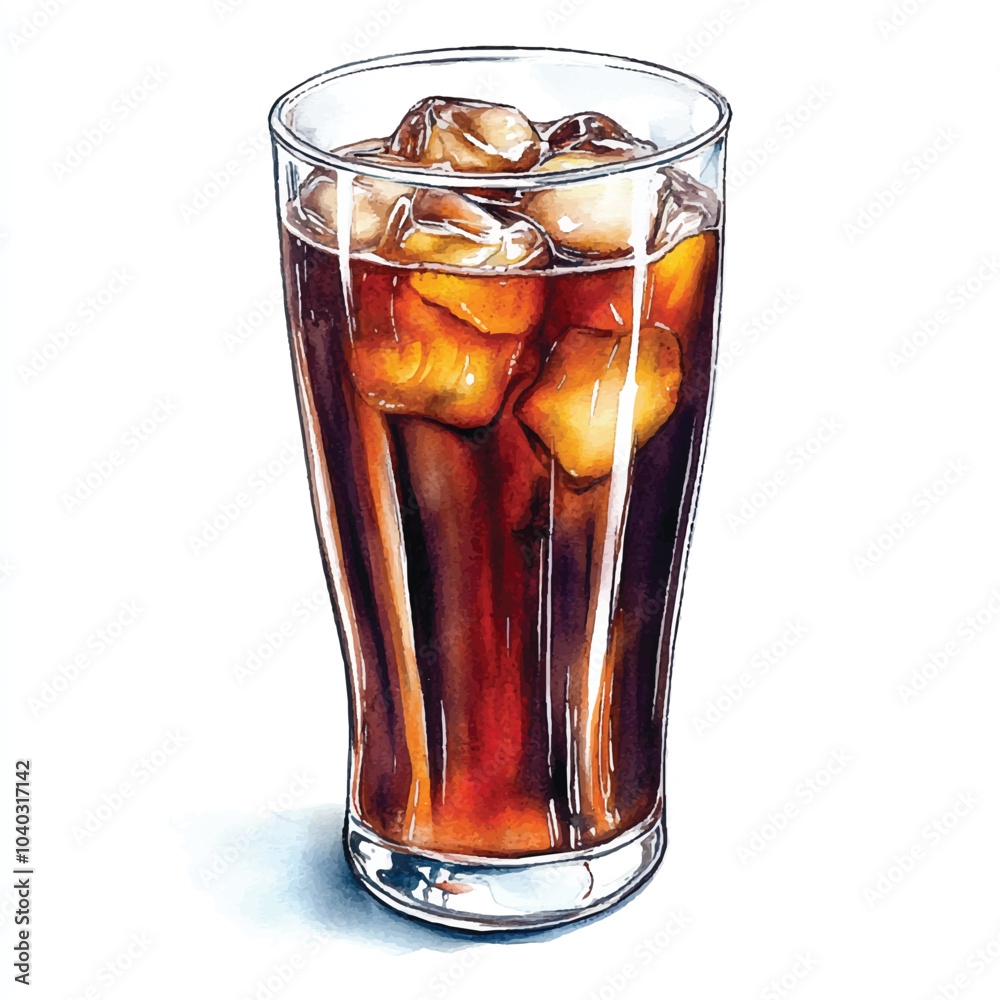 Coke drink watercolor clipart illustration