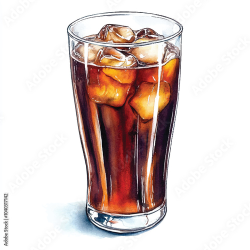 Coke drink watercolor clipart illustration