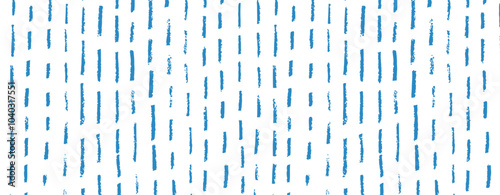 Hand-drawn crayon doodle vertical lines in a seamless pattern. Hand-painted grunge texture. Blue paint dry lines background.