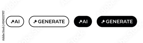 Artificial intelligence generate icon vector set. AI generated button symbol
