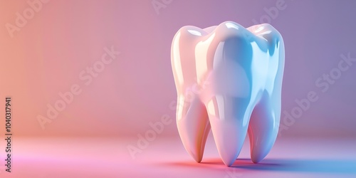 An exaggerated white teeth in 3-dimensional containing information on oral hygiene and health put upon an ivory theme containing ad space, Generative AI.