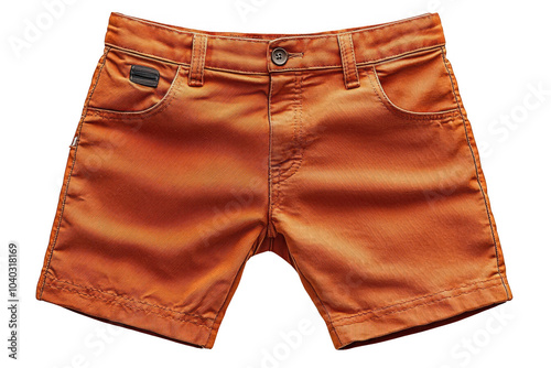 Orange chino shorts isolated on transparent background, png file, no background png file