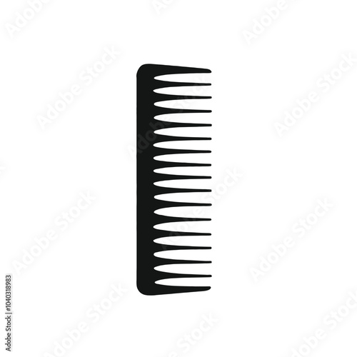 A black comb with long, sharp teeth against a white background