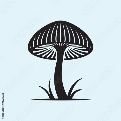 Editable Black Mushroom Silhouette Vector Illustration with Transparent Background