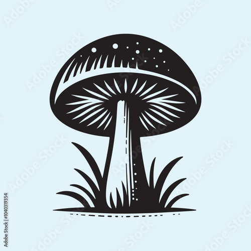 Editable Black Mushroom Silhouette Vector Illustration with Transparent Background