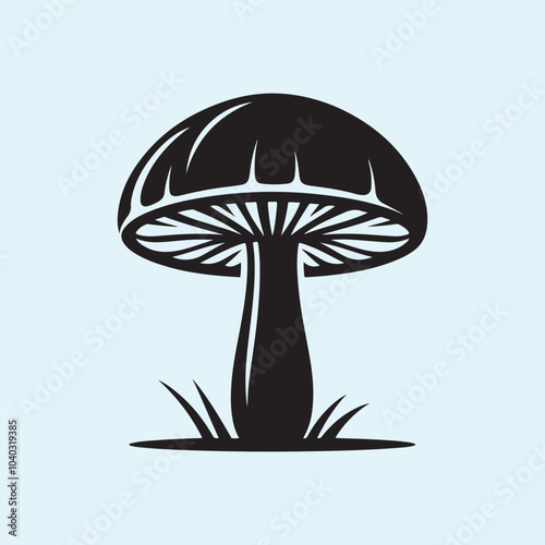 Editable Black Mushroom Silhouette Vector Illustration with Transparent Background