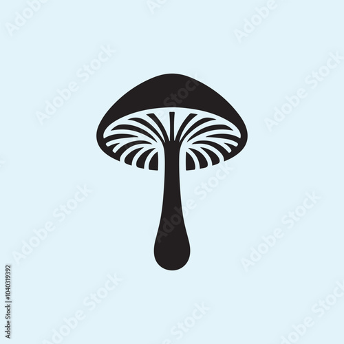 Editable Black Mushroom Silhouette Vector Illustration with Transparent Background