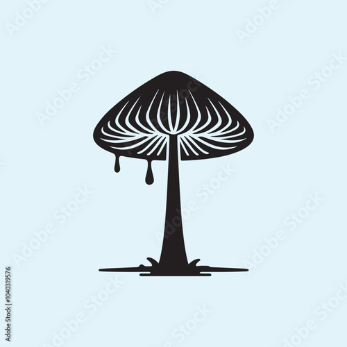 Editable Black Mushroom Silhouette Vector Illustration with Transparent Background