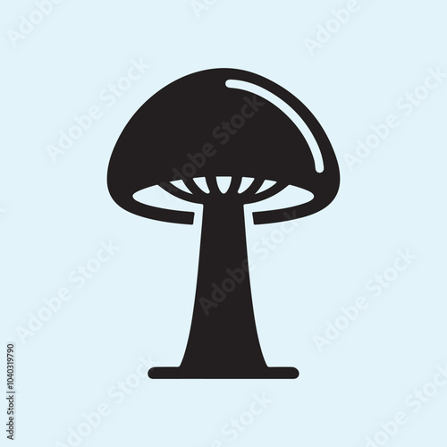 Editable Black Mushroom Silhouette Vector Illustration with Transparent Background