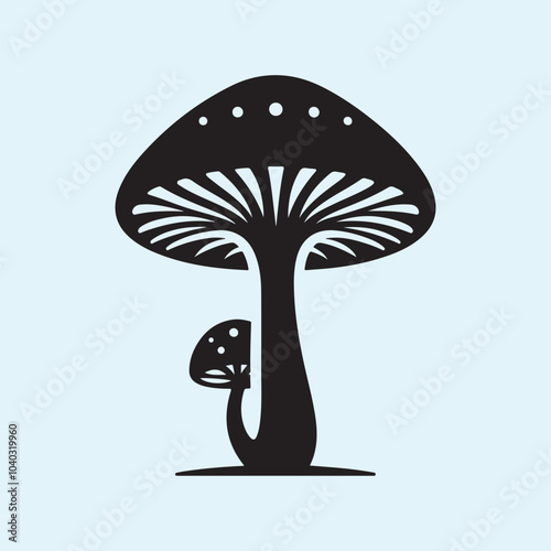 Editable Black Mushroom Silhouette Vector Illustration with Transparent Background