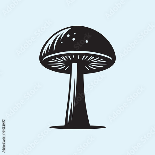 Editable Black Mushroom Silhouette Vector Illustration with Transparent Background