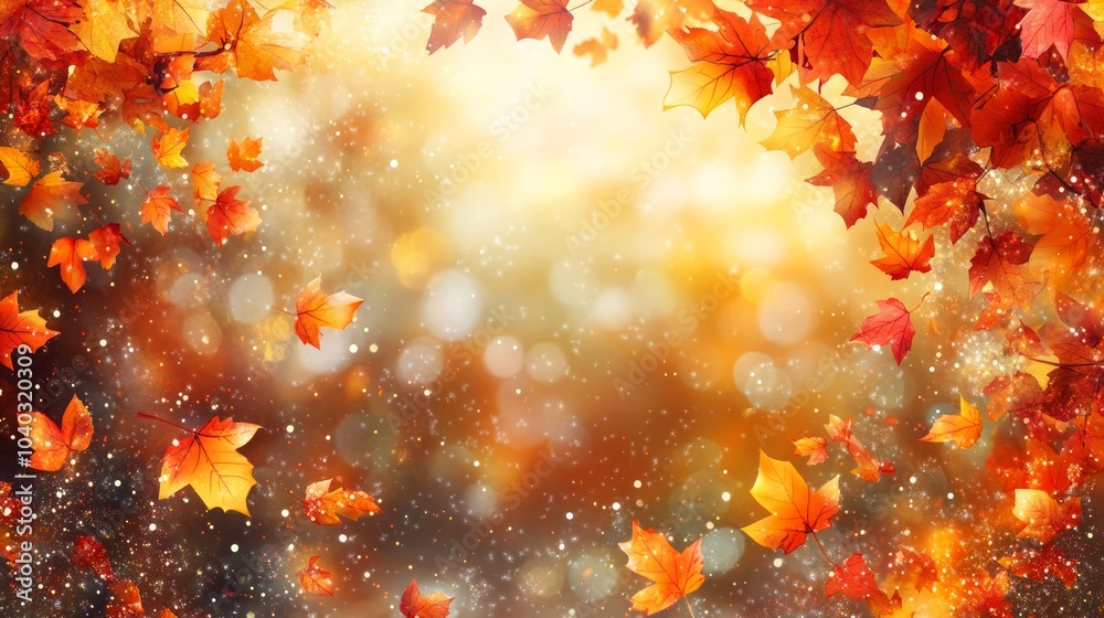 A Background of falling leaves in autumn The colors are bright and vivid, with a soft, glowing light effect creating a warm and cheerful atmosphere. A Background of falling leaves in autumn The colors are bright and vivid, with a soft, glowing light effect creating a warm and cheerful atmosphere.