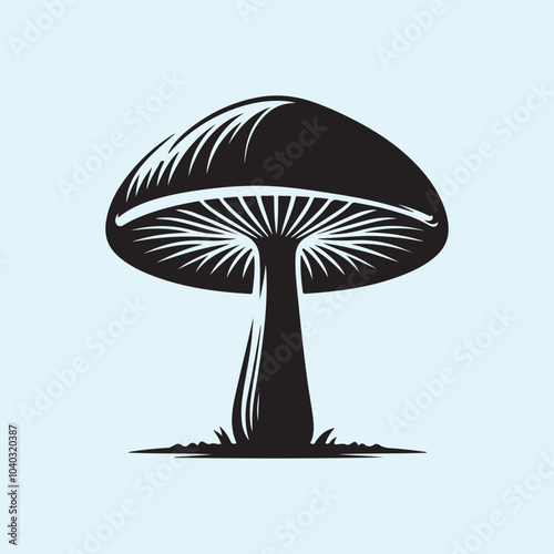 Editable Black Mushroom Silhouette Vector Illustration with Transparent Background