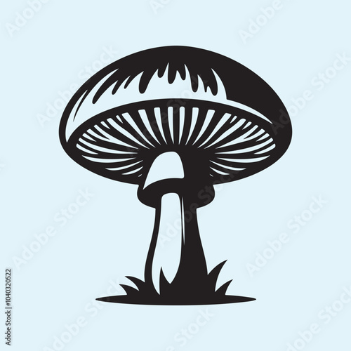 Editable Black Mushroom Silhouette Vector Illustration with Transparent Background