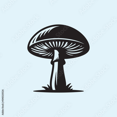 Editable Black Mushroom Silhouette Vector Illustration with Transparent Background