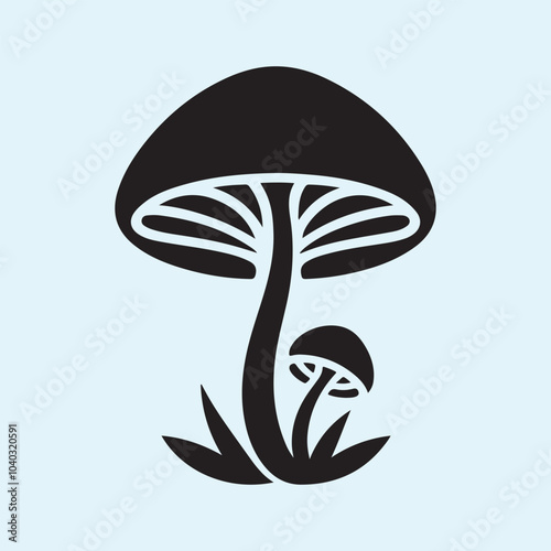 Editable Black Mushroom Silhouette Vector Illustration with Transparent Background
