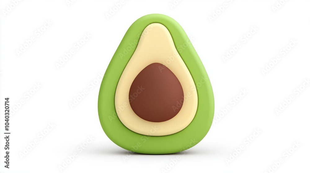 3D rendering of a halved avocado with a seed. 3D rendering of a halved avocado with a seed.